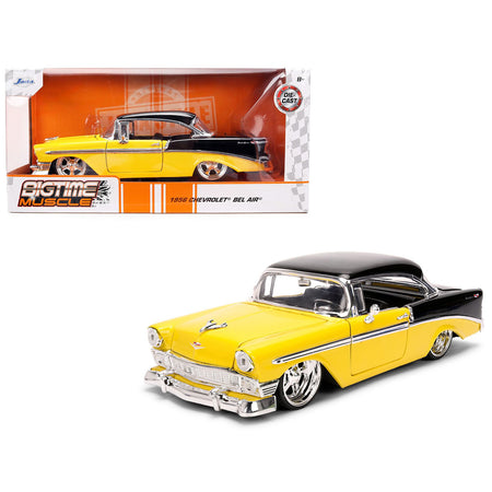 1956 Chevrolet Bel Air Yellow and Black "Bigtime Muscle" Series 1/24 Diecast Model Car by Jada