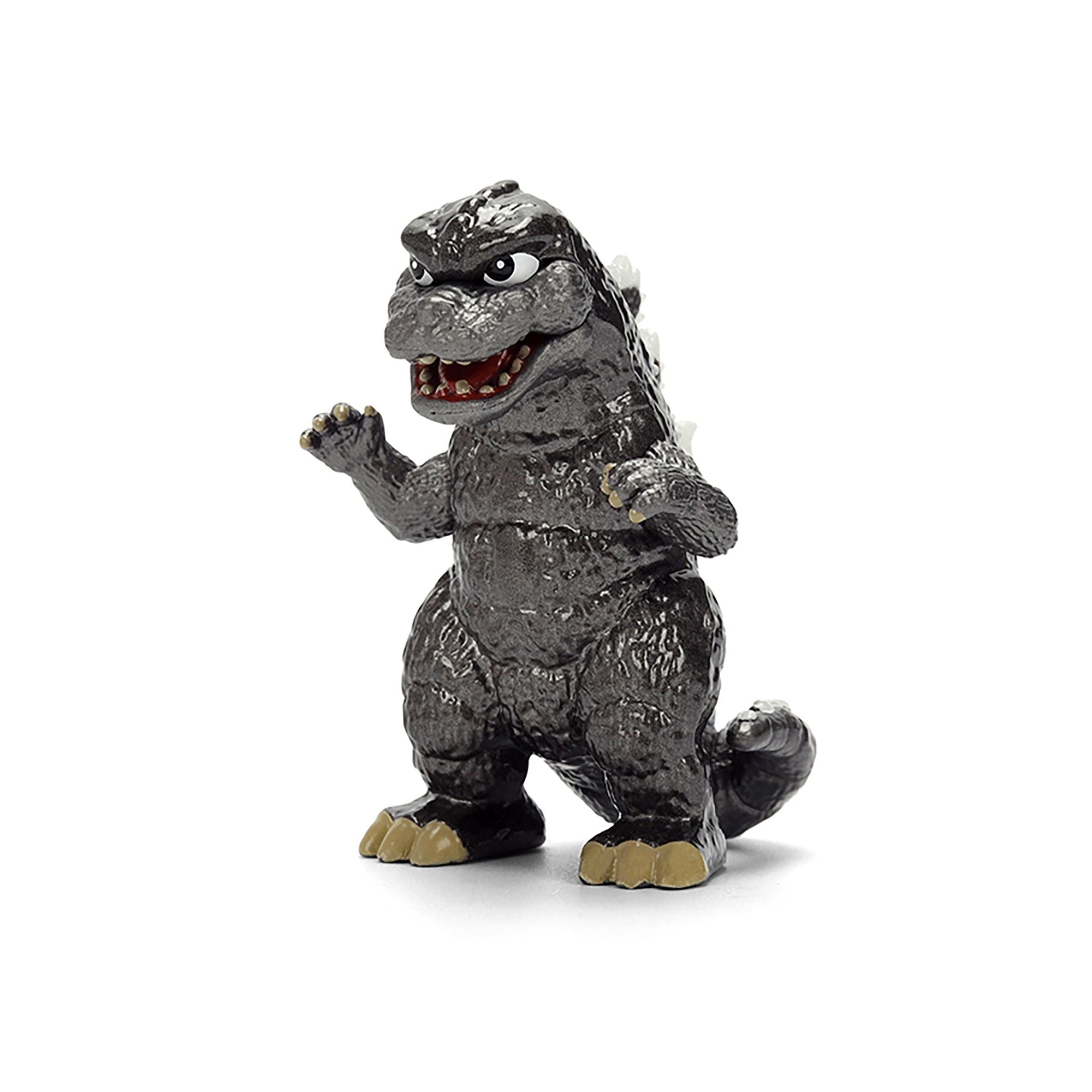 Godzilla toy figure on white background.