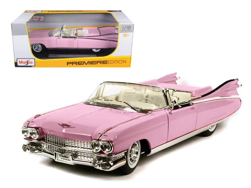 1959 Cadillac Eldorado Biarritz Convertible Pink 1/18 Diecast Model Car by Maisto