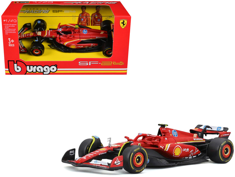 Ferrari SF-24 #55 Carlos Sainz "Formula One F1 World Championship" (2024) "Formula Racing" Series 1/43 Diecast Model Car by Bburago