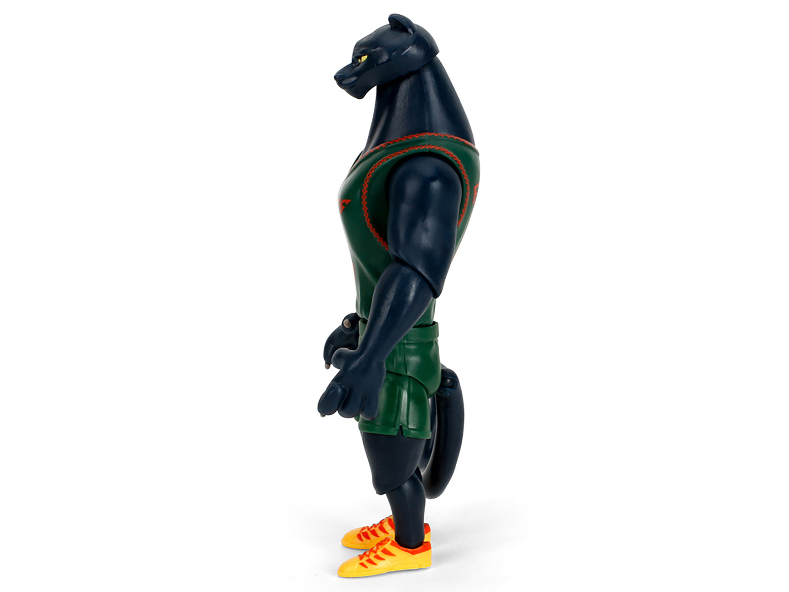 Action figure of a black panther in a basketball uniform.