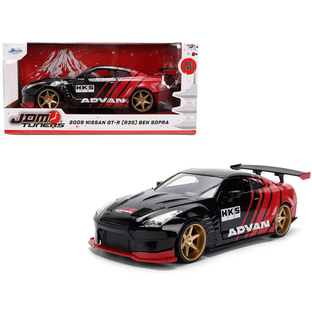 2009 Nissan GT-R (R35) Ben Sopra "Advan" Black and Red "JDM Tuners" Series 1/24 Diecast Model Car by Jada