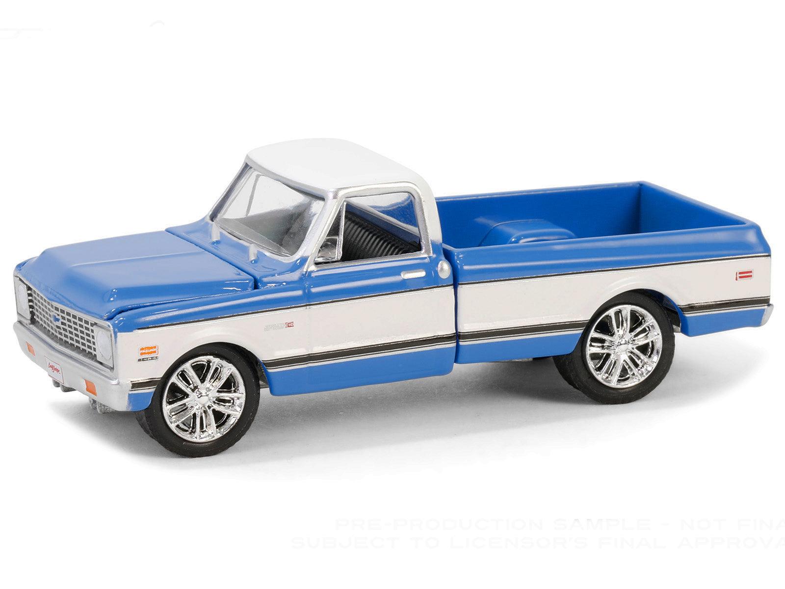 1971 Chevrolet C10 Super Cheyenne Custom Pickup Truck Blue and White (Palm Beach 2023) Barrett Jackson "Scottsdale Edition" Series 14 1/64 Diecast Model Car by Greenlight