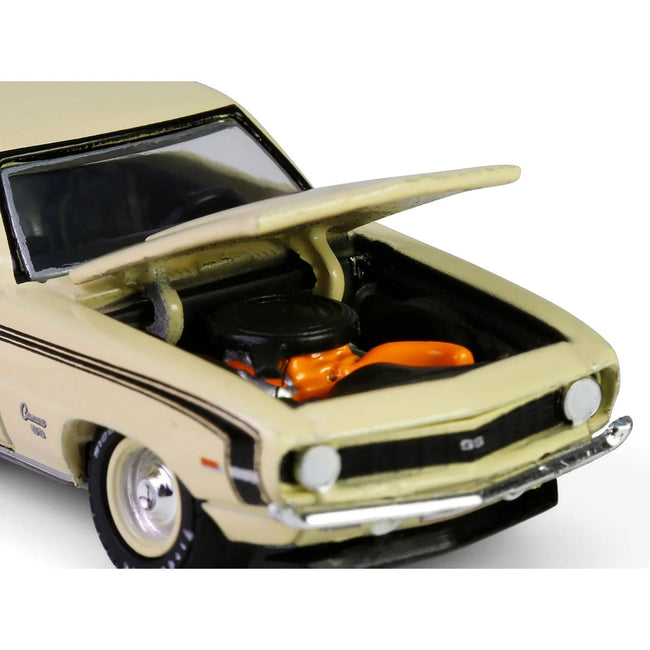 1969 Chevrolet Camaro SS 396 Butternut Yellow with Black Stripes "Barrett-Jackson" Series 15 1/64 Diecast Model Car by Greenlight