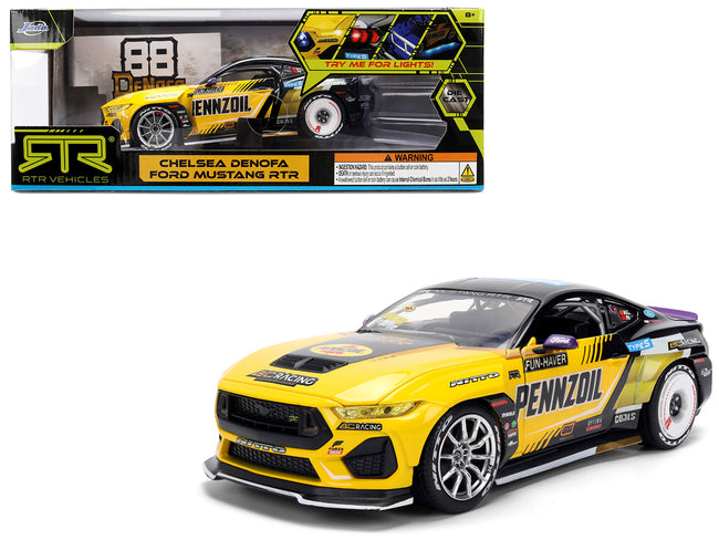 Ford Mustang RTR #88 Chelsea Denofa "Pennzoil" "Formula Drift PRO Championship" (2025) with Lights "RTR Vehicles" Series 1/24 Diecast Model Car by Jada