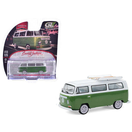 1968 Volkswagen Type II Microbus Green and White "Barrett-Jackson" Series 16 1/64 Diecast Model Car by Greenlight