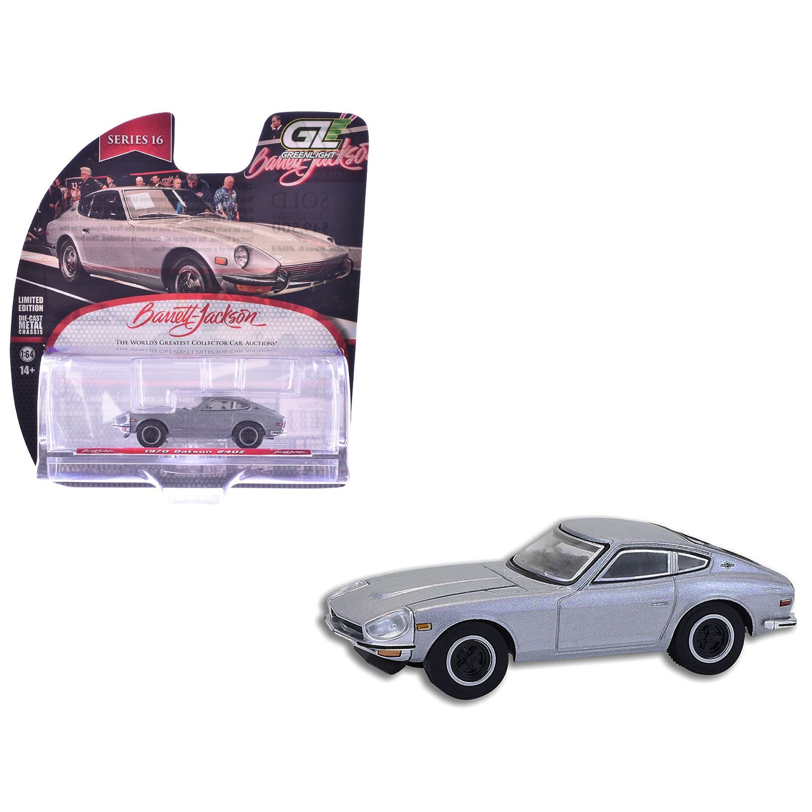 1970 Datsun 240Z Silver Metallic "Barrett-Jackson" Series 16 1/64 Diecast Model Car by Greenlight