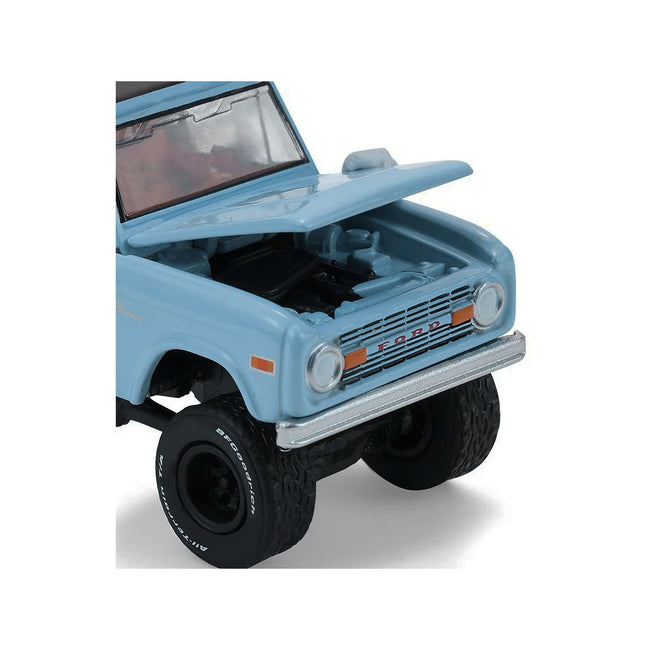 1972 Ford Bronco Custom SUV Light Blue with Black Top "Barrett-Jackson" Series 16 1/64 Diecast Model Car by Greenlight