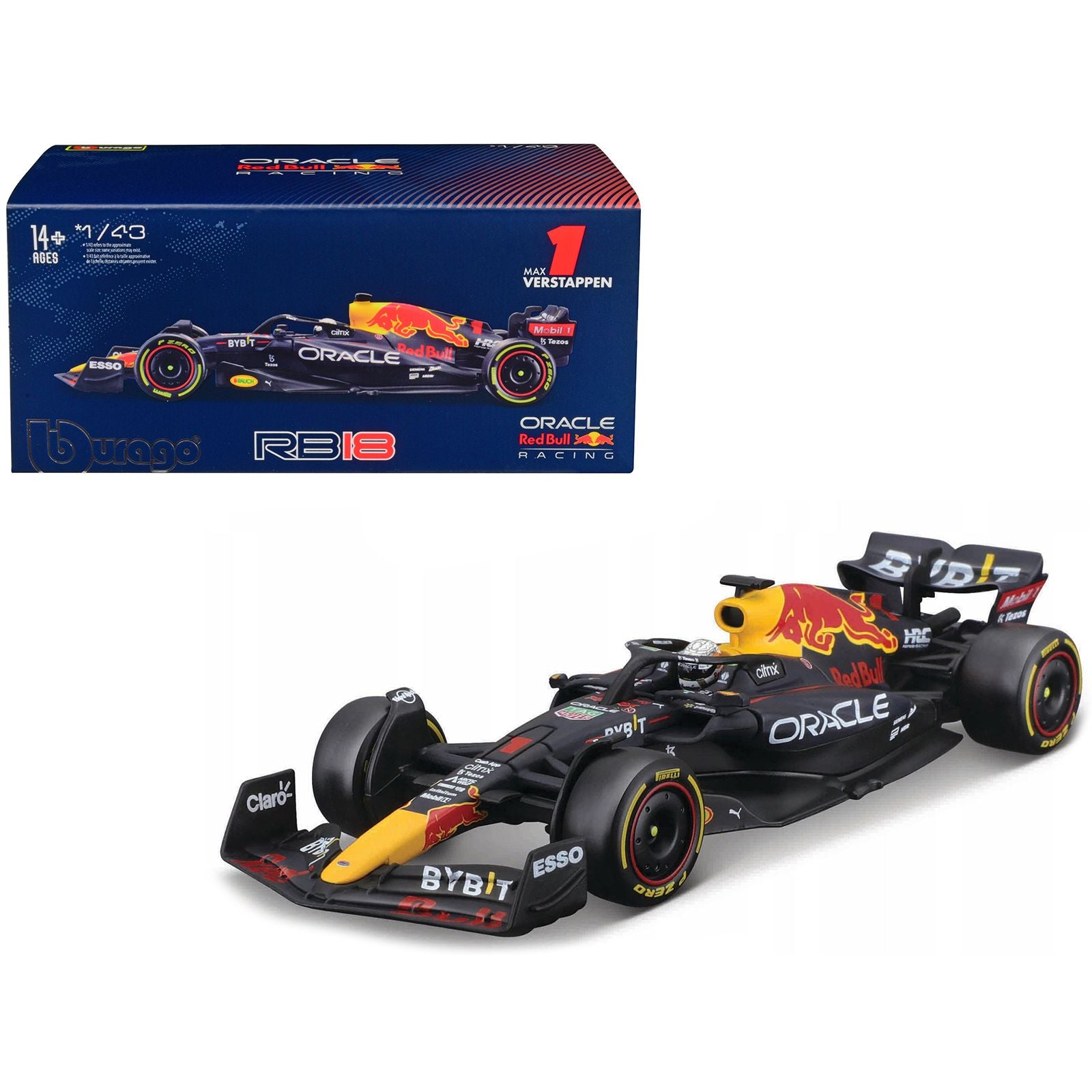 Red Bull Racing RB18 #1 Max Verstappen "Formula One F1 World Championship" (2022) with Display Case 1/43 Diecast Model Car by Bburago