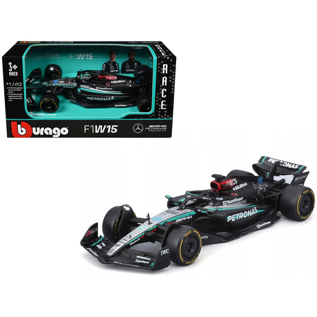 Mercedes-AMG F1 W15 E Performance #63 George Russell "Petronas" Formula One F1 World Championship (2024) "Race" Series 1/43 Diecast Model Car by Bburago