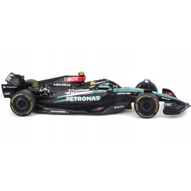 Mercedes-AMG F1 W15 E Performance #44 Lewis Hamilton "Petronas" Formula One F1 World Championship (2024) with Driver Figure and Display Case "Race" Series 1/43 Diecast Model Car by Bburago