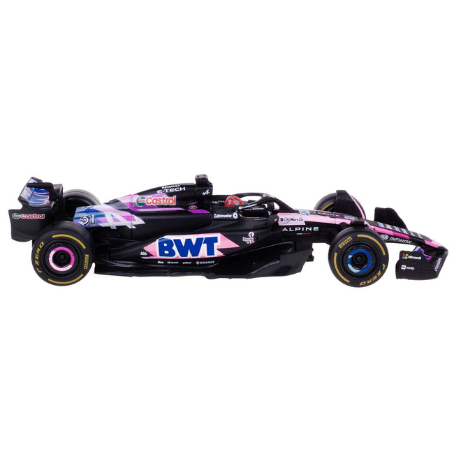 Alpine A524 #31 Esteban Ocon "BWT" "Formula One F1 World Championship" (2024) with Driver Figure and Display Case "Race" Series 1/43 Diecast Model Car by Bburago