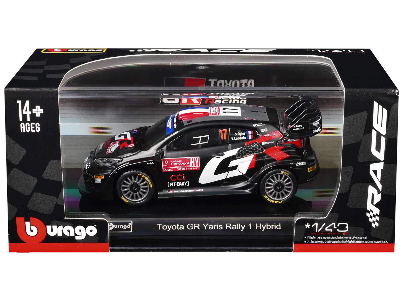 Toyota GR Yaris Rally1 Hybrid #17 Sebastien Ogier - Vincent Landais "Toyota Gazoo Racing WRT" "World Rally Championship" (2024) "Race" Series 1/43 Diecast Model Car by Bburago