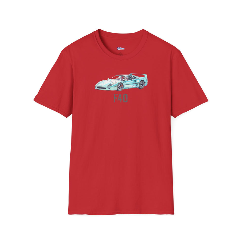 Ferrari F40 Supercar Sketch-Art Motorsport T-Shirt