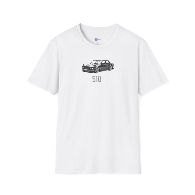Vintage Sketch Art 1973 Black Datsun 510 T-Shirt, JDM Retro Car Tee, Classic with model designation