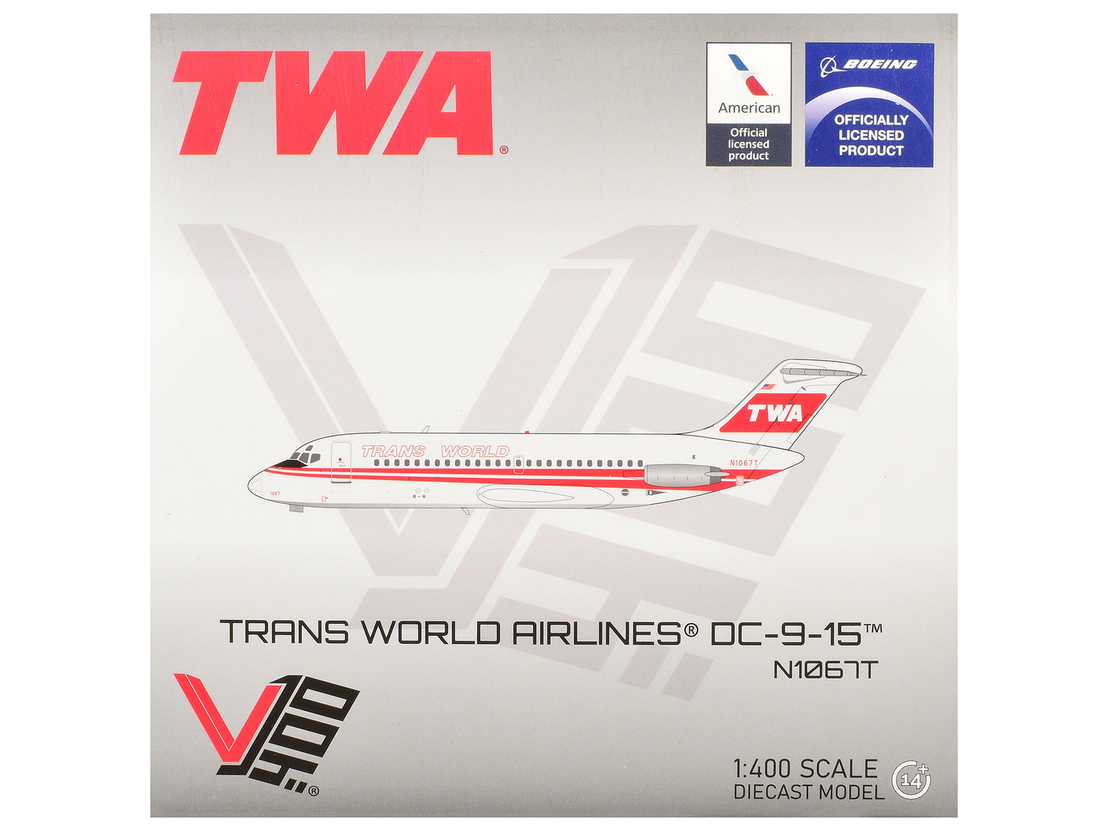 McDonnell Douglas DC-9-15 Commercial Aircraft "Trans World Airlines" (N1067T) White with Red Stripes 1/400 Diecast Model by V1:400