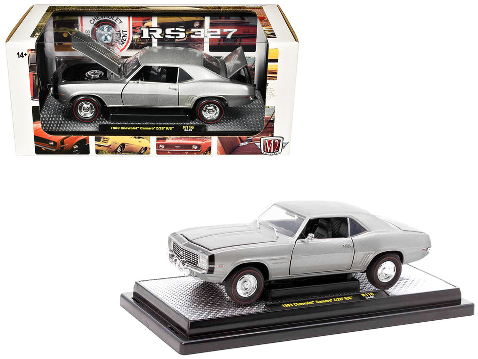 1969 Chevrolet Camaro Z/28 R/S Silver Metallic Limited Edition to 5250 pieces Worldwide 1/24 Diecast Model Car by M2 Machines