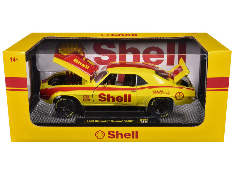 1969 Chevrolet Camaro SS/RS "Shell Oil" Yellow with Red Stripes Limited Edition to 6550 pieces Worldwide 1/24 Diecast Model Car by M2 Machines