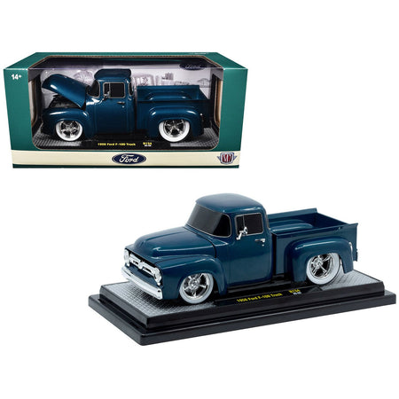 1956 Ford F-100 Pickup Truck Blue Metallic Limited Edition to 6650 pieces Worldwide 1/24 Diecast Model Car by M2 Machines