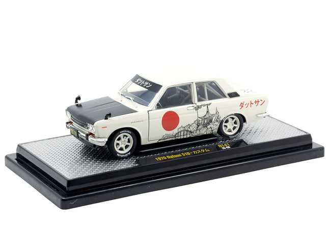 1970 Datsun 510 Light Gray with Japanese Graphics Limited Edition to 4050 pieces Worldwide 1/24 Diecast Model Car by M2 Machines