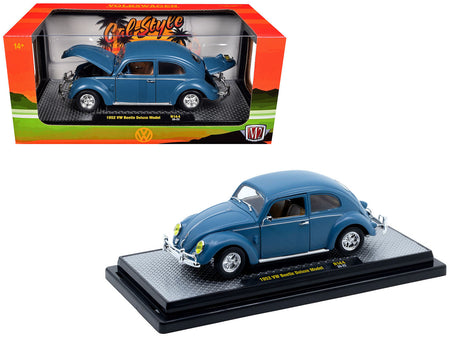1952 Volkswagen Beetle Deluxe Model Matt Blue Limited Edition to 4850 pieces Worldwide 1/24 Diecast Model Car by M2 Machines