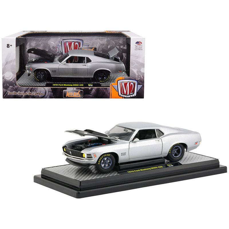 1970 Ford Mustang Boss 429 Matt Silver Limited Edition to 5,880 pieces Worldwide 1/24 Diecast Model Car by M2 Machines