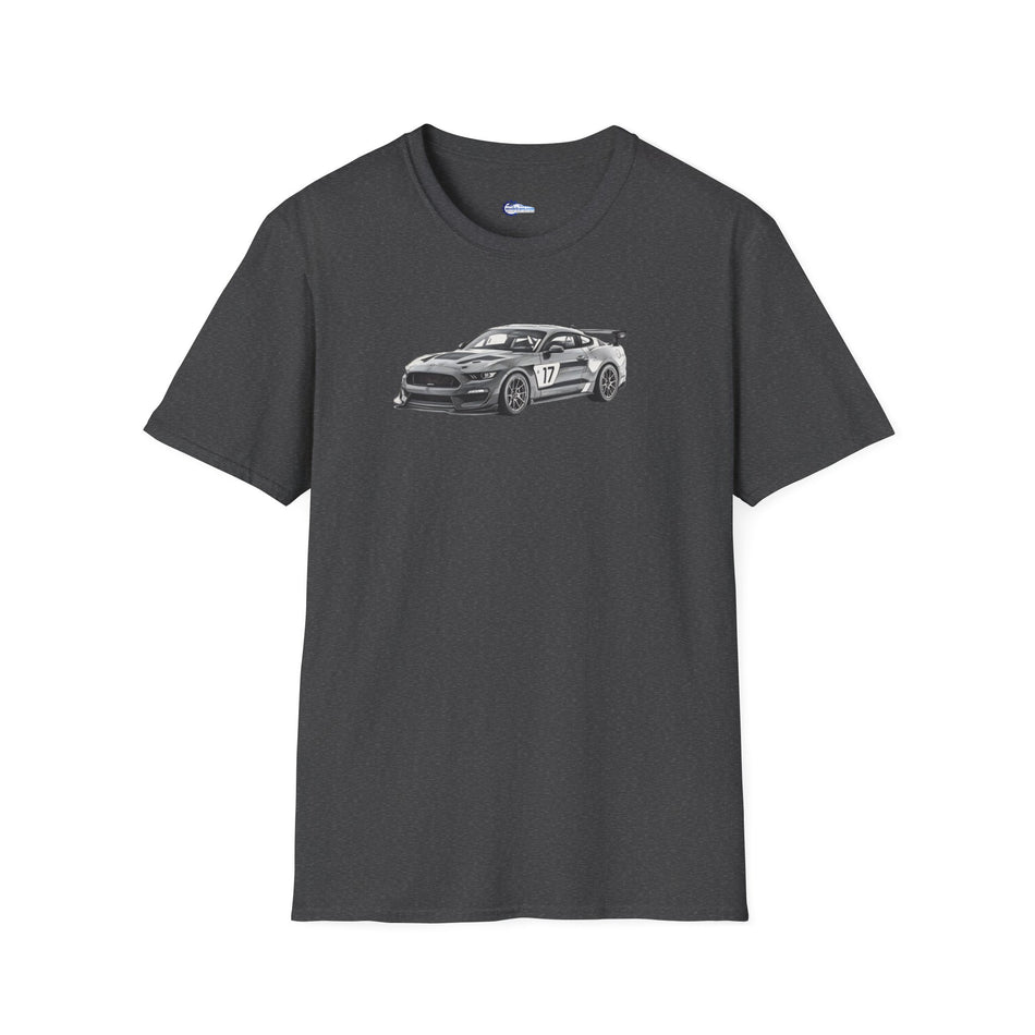 Ford Mustang GT4 Sketch Art T-Shirt with 2019 Spec Race Car Kit - American Muscle