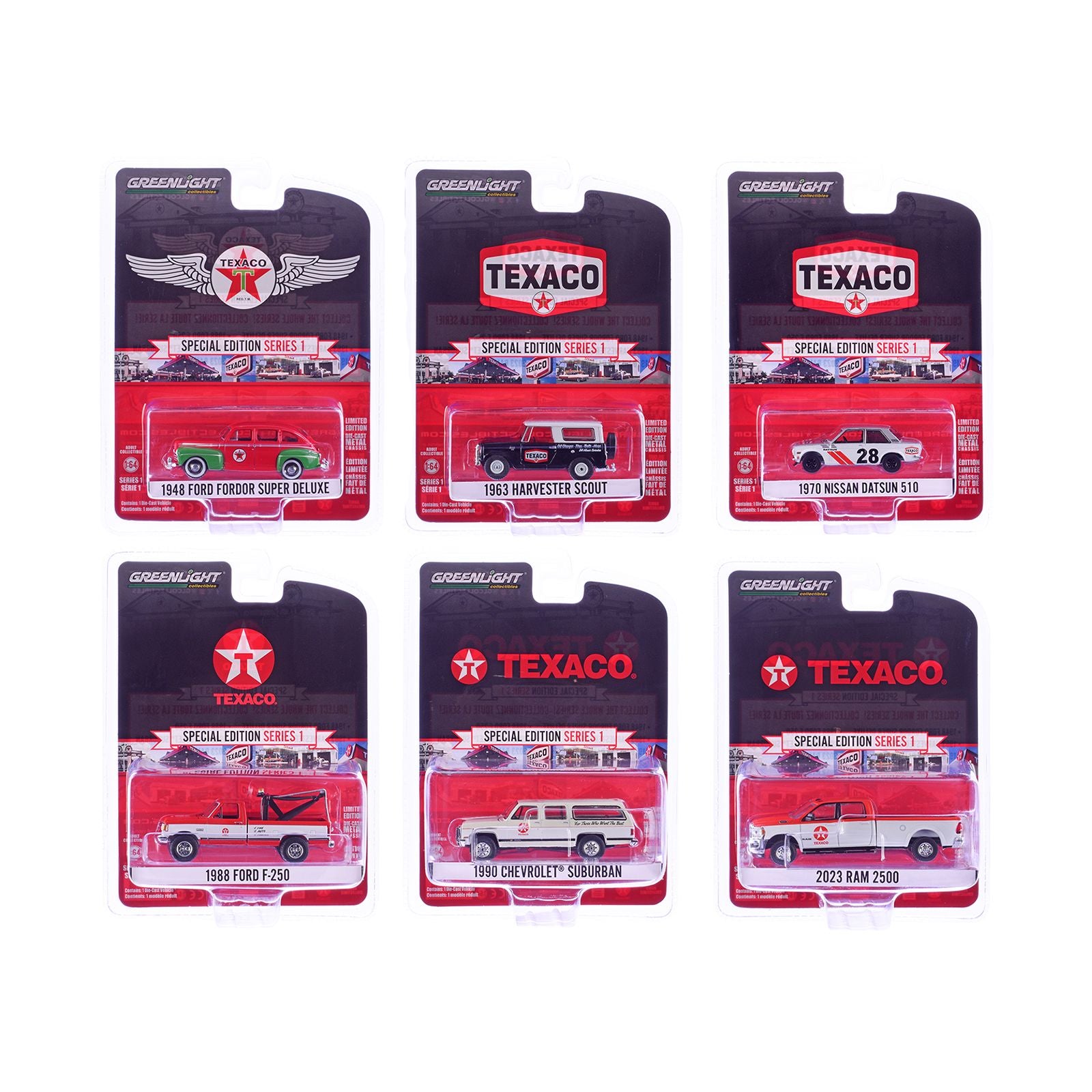 "Texaco Special Edition" Series 1 Set of 6 pieces 1/64 Diecast Model Cars by Greenlight