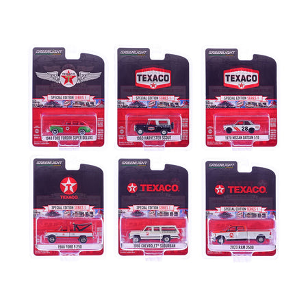 "Texaco Special Edition" Series 1 Set of 6 pieces 1/64 Diecast Model Cars by Greenlight