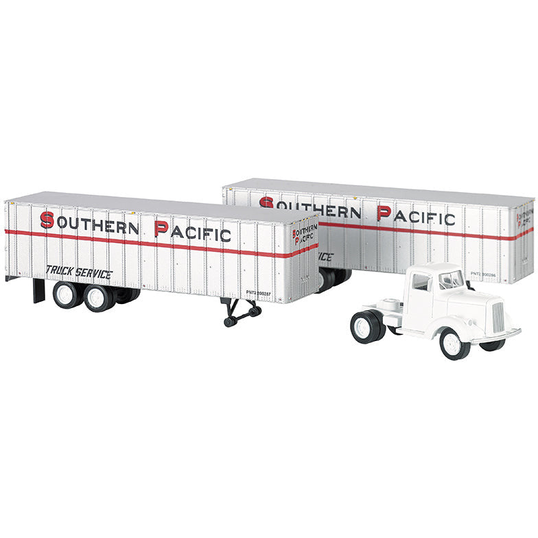 Bachmann Southern Pacific™ - White Truck Cab & 2 Piggyback Trailers (HO)