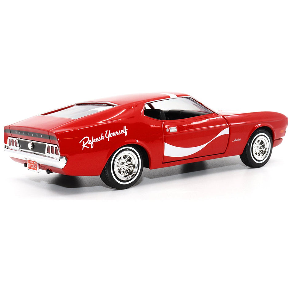 1971 Ford Mustang Sportsroof Red with White Stripes "Refresh Yourself - Coca-Cola" 1/24 Diecast Model Car by Motor City Classics