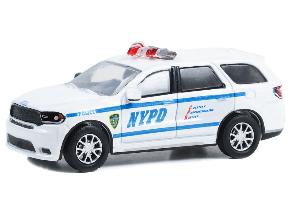 2019 Dodge Durango "New York Police Department (NYPD)" White with Blue Stripes with NYPD Squad Number Decal Sheet "Hobby Exclusive" Series 1/64 Diecast Model Car by Greenlight