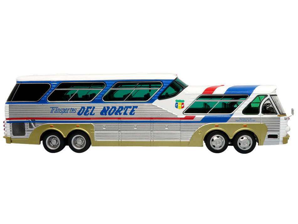 Sultana TM 44-18 SP Panoramico Coach Bus "Transportes Del Norte" White and Blue with Red Stripes and Silver Sides "The Bus & Motorcoach Collection" 1/43 Diecast Model by Iconic Replicas