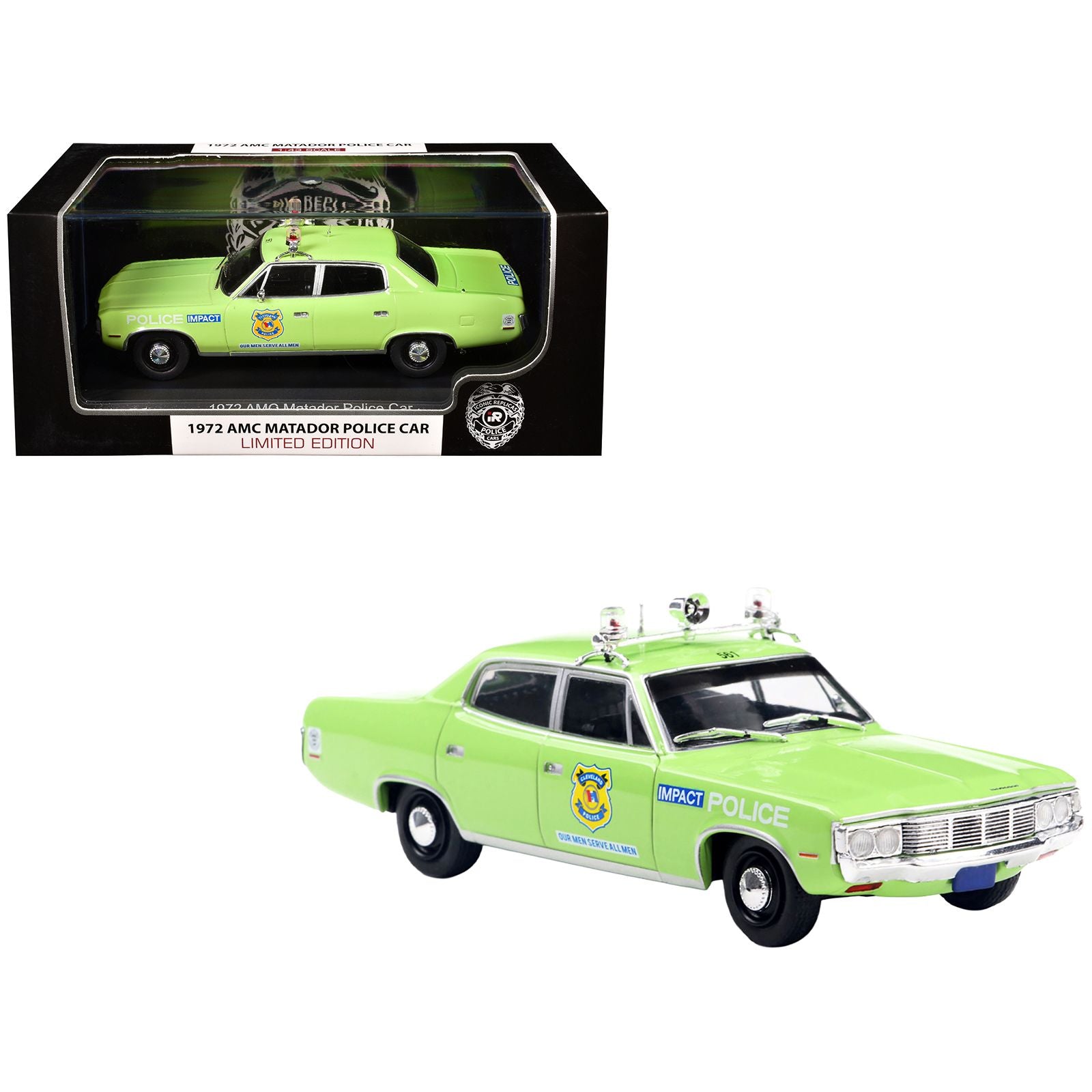 1972 AMC Matador Police Car "Cleveland Police Department" Light Green 1/43 Diecast Model by Iconic Replicas
