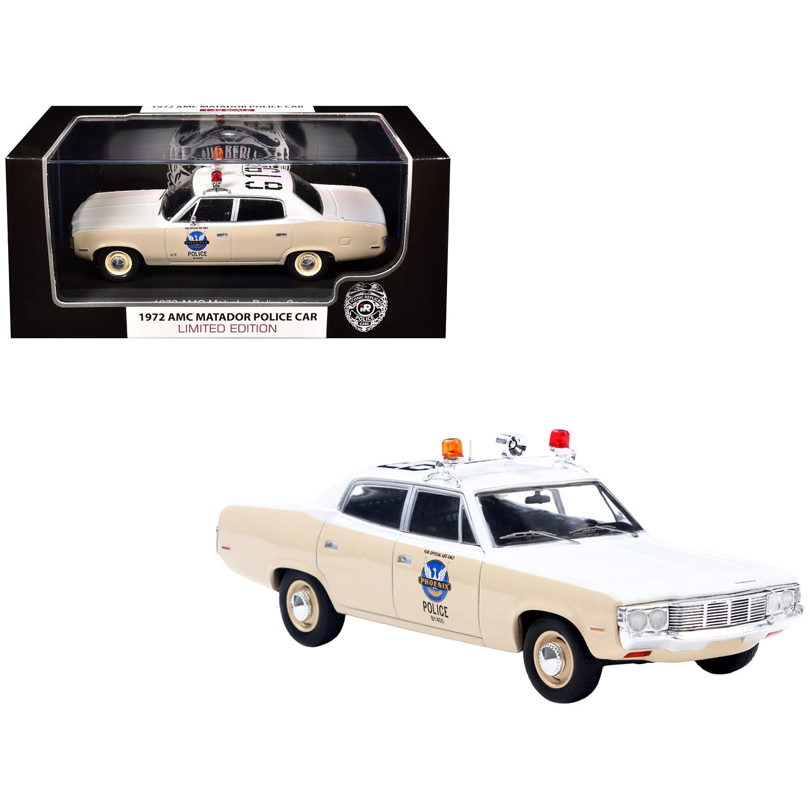 1972 AMC Matador Police Car "Phoenix Police Department" White and Beige 1/43 Diecast Model by Iconic Replicas