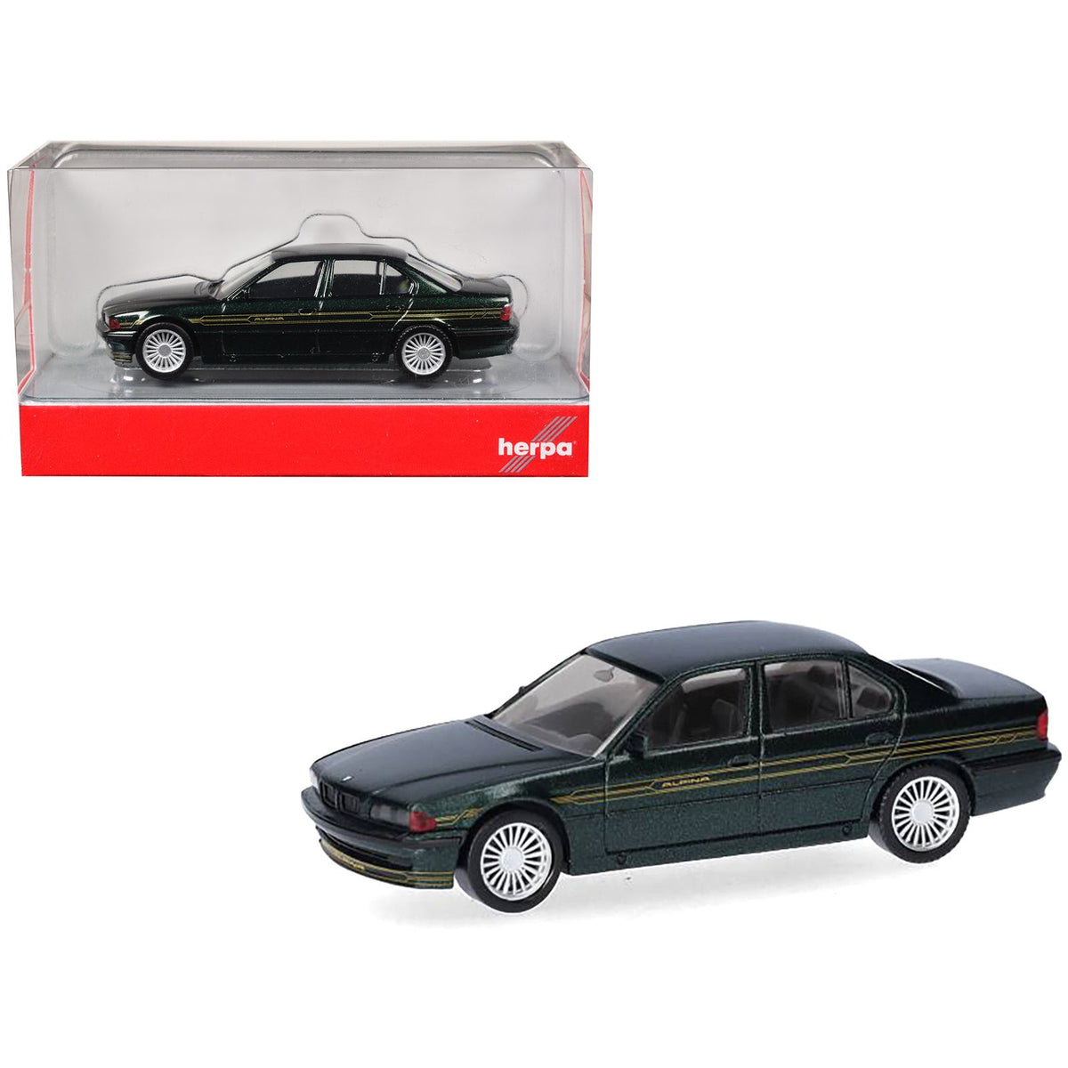 BMW Alpina B12 Green Metallic 1/87 (HO) Plastic Model Car by Herpa