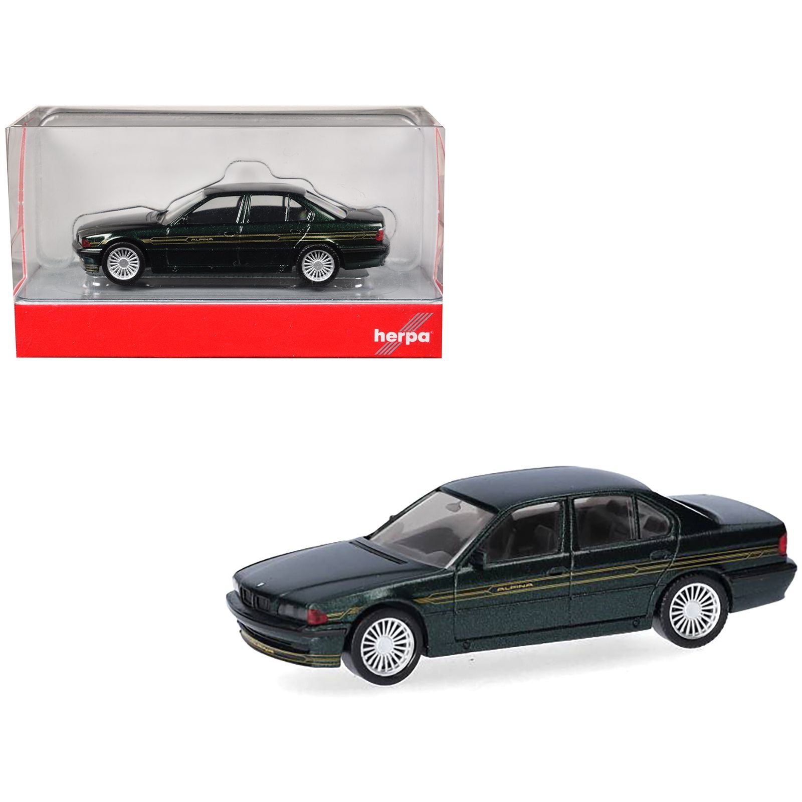 BMW Alpina B12 Green Metallic 1/87 (HO) Plastic Model Car by Herpa