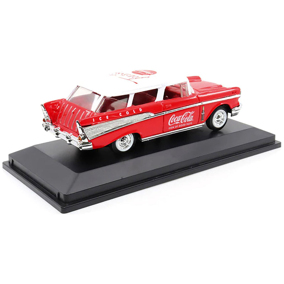 1957 Chevrolet Nomad "Coca-Cola" Red with White Top and Red Interior 1/43 Diecast Model Car by Motor City Classics