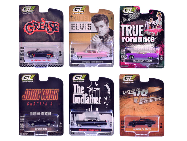 "Hollywood Greatest Hits" (2025) Set of 6 pieces 1/64 Diecast Model Cars by Greenlight