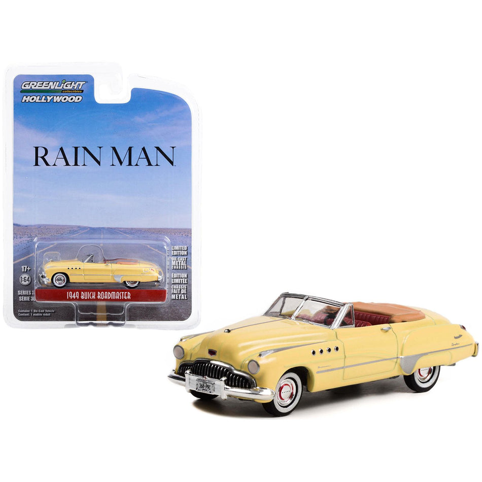 Charlie Babbitt's 1949 Buick Roadmaster Convertible Cream "Rain Man" (1988) Movie "Hollywood Series" Release 36 1/64 Diecast Model Car by Greenlight