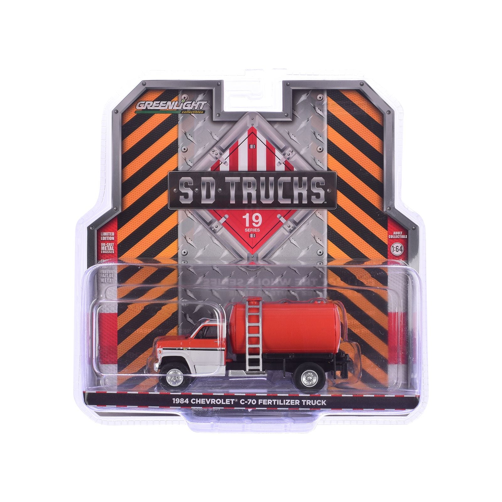 1984 Chevrolet C-70 Fertilizer Truck Red and White Cab with Red Tank "S.D. Trucks" Series 19 1/64 Diecast Model by Greenlight