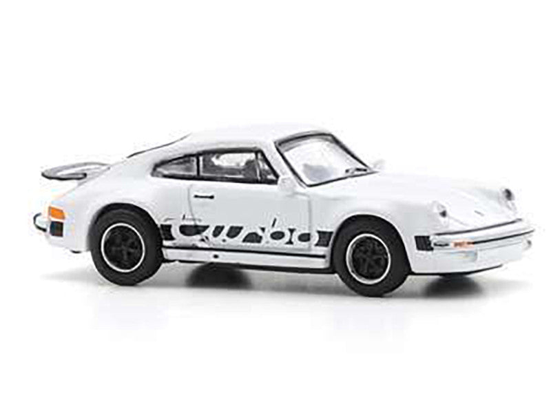 Porsche 911 Turbo (930) White with Black Stripes 1/87 (HO) Diecast Model Car by Schuco