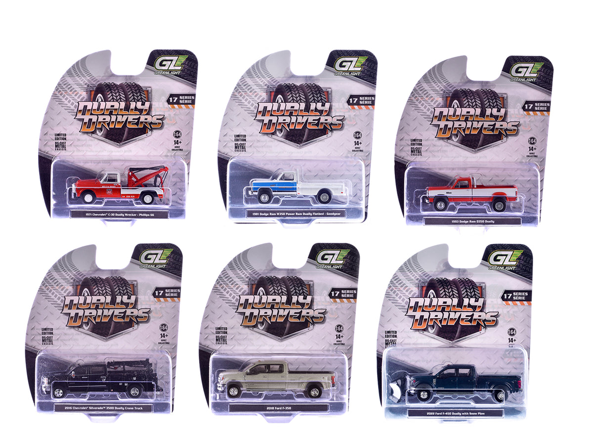 "Dually Drivers" Series 17 Set of 6 pieces 1/64 Diecast Model Cars by Greenlight
