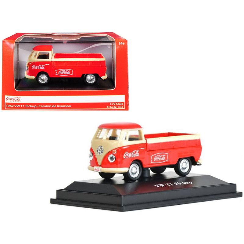 1962 Volkswagen T1 Pickup Truck "Coca-Cola" Red and Cream 1/72 Diecast Model Car by Motorcity Classics