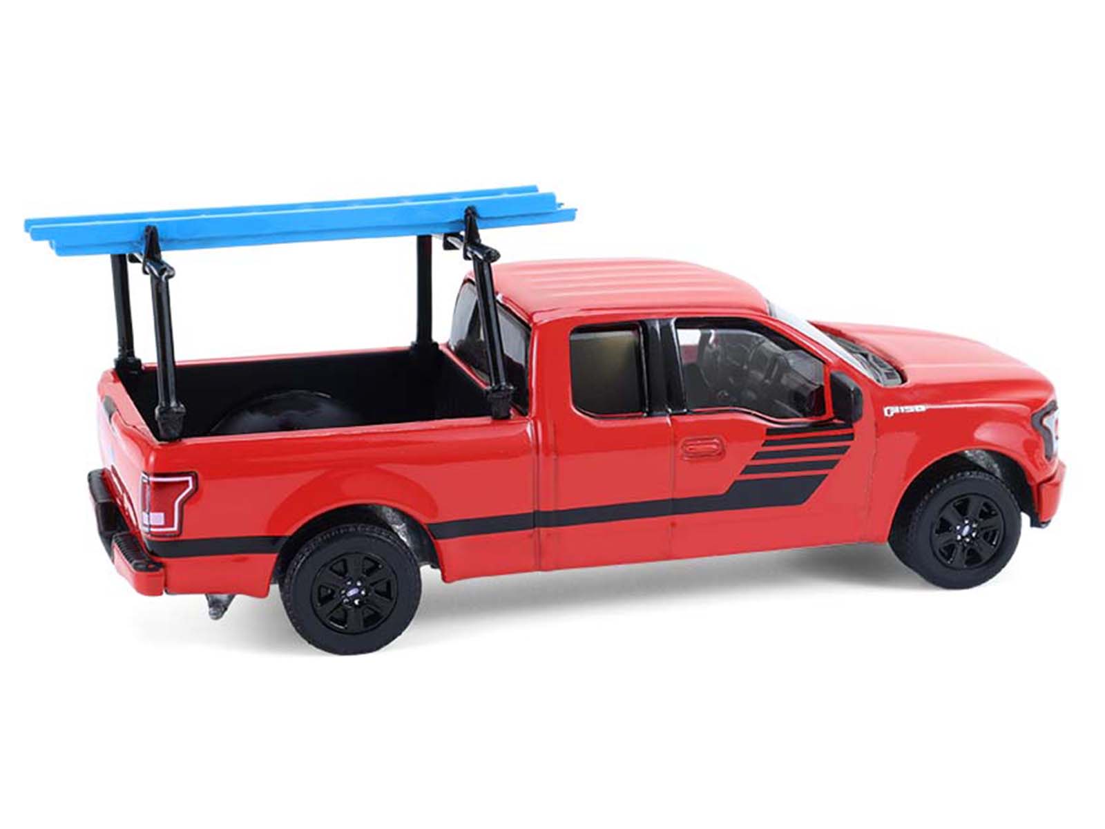 Red Ford F-150 toy truck with blue roof rack - 48110E-3__83725
