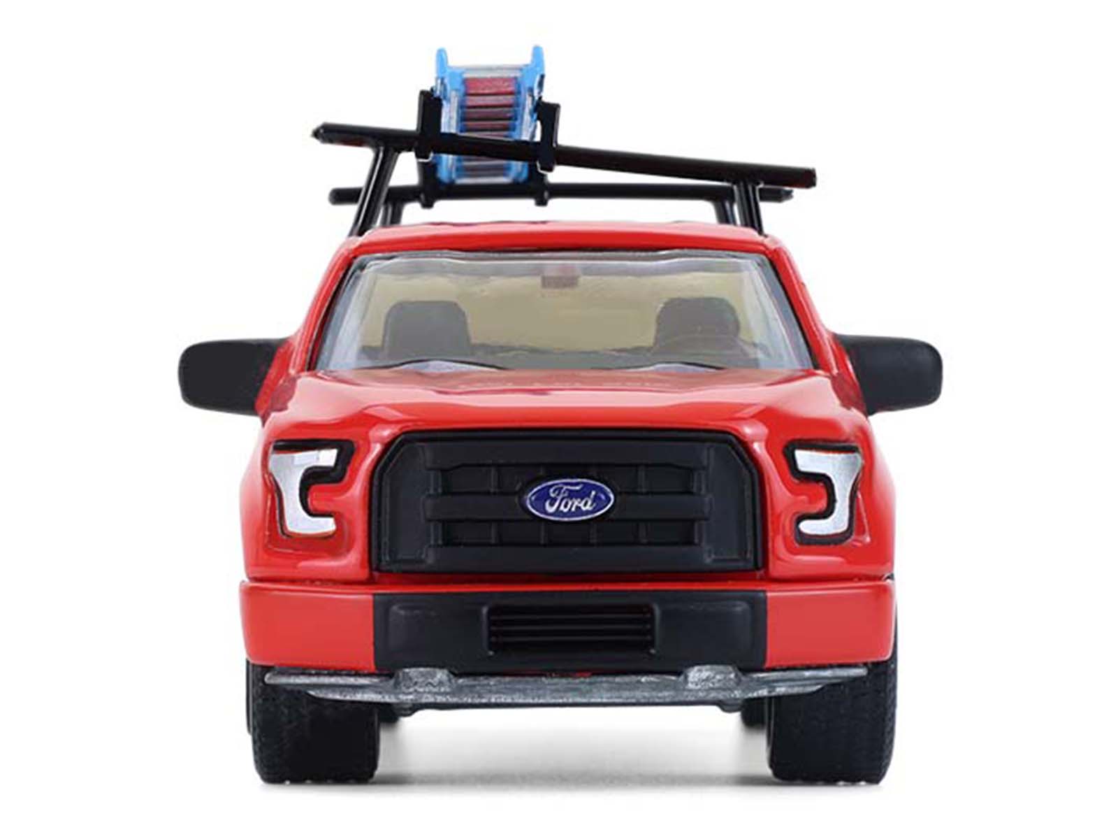 Red Ford F-150 toy truck with ladder rack