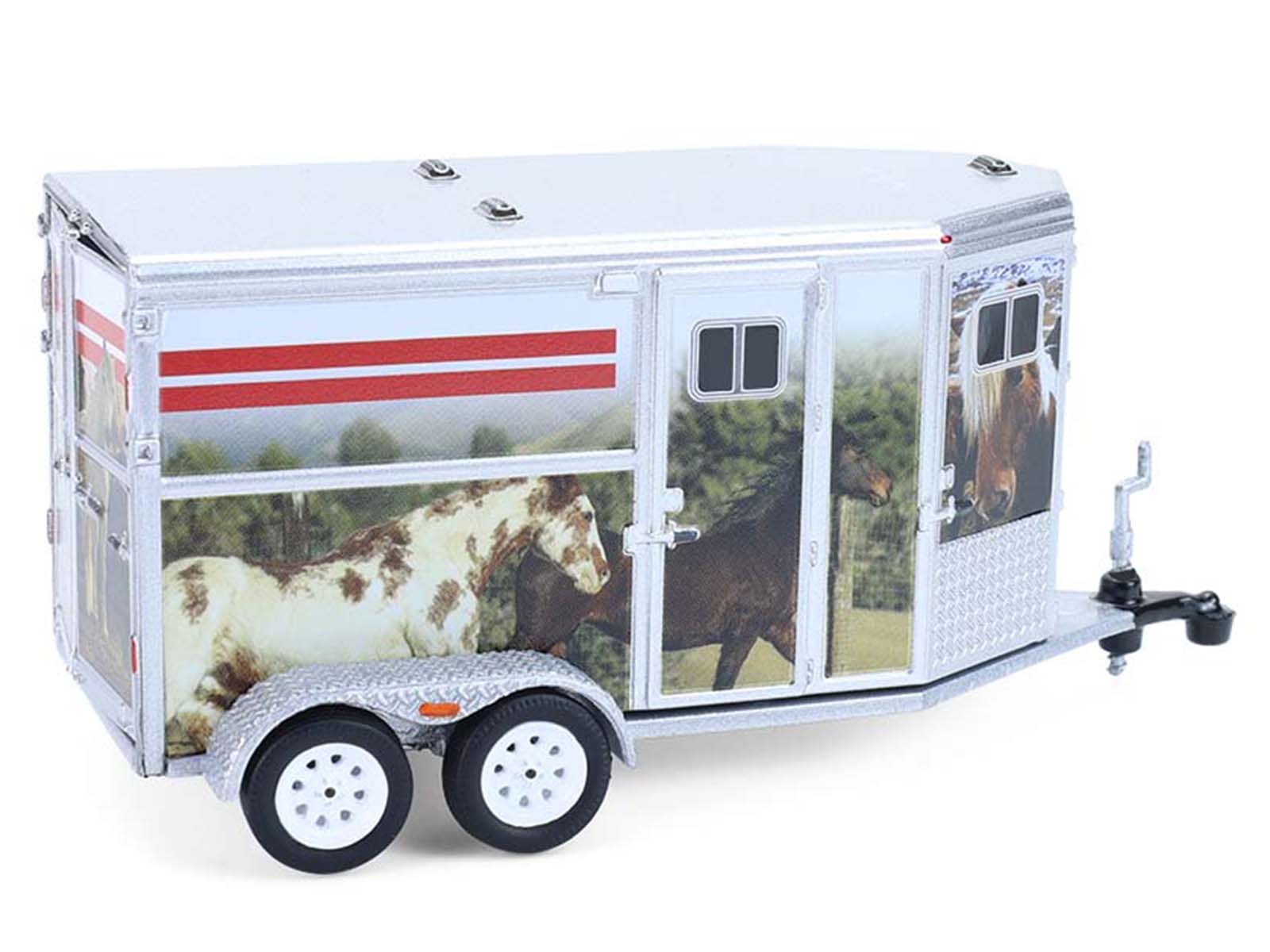 Model horse trailer with horse graphic design