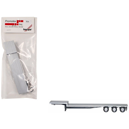 48ft 3-Axle Drop Deck Trailer with Chrome Wheels and Silver Top 1/87 (HO) Plastic Model by Promotex-Promotex-ModelCars.com