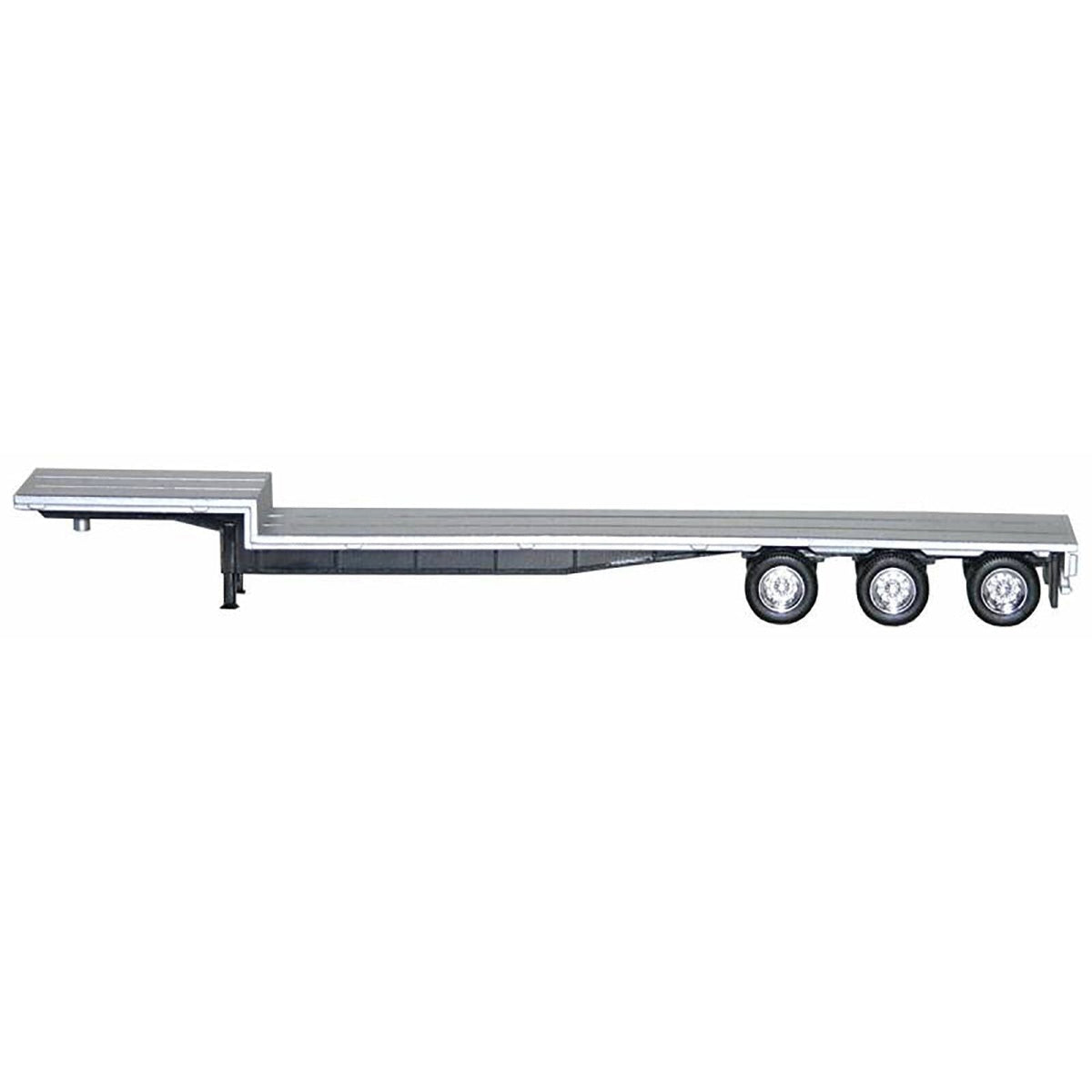 48ft 3-Axle Drop Deck Trailer with Chrome Wheels and Silver Top 1/87 (HO) Plastic Model by Promotex-Promotex-ModelCars.com