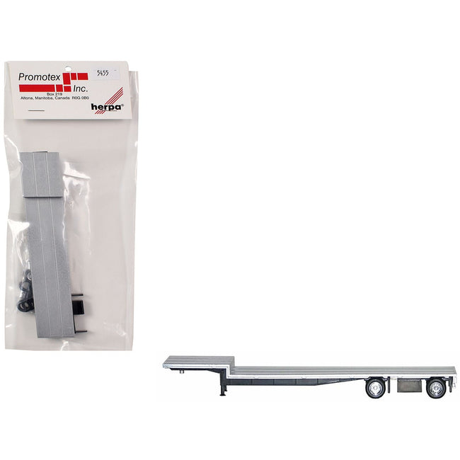 48ft Spread-Axle Drop Deck Trailer with Chrome Wheels and Silver Top 1/87 (HO) Plastic Model by Promotex-Promotex-ModelCars.com